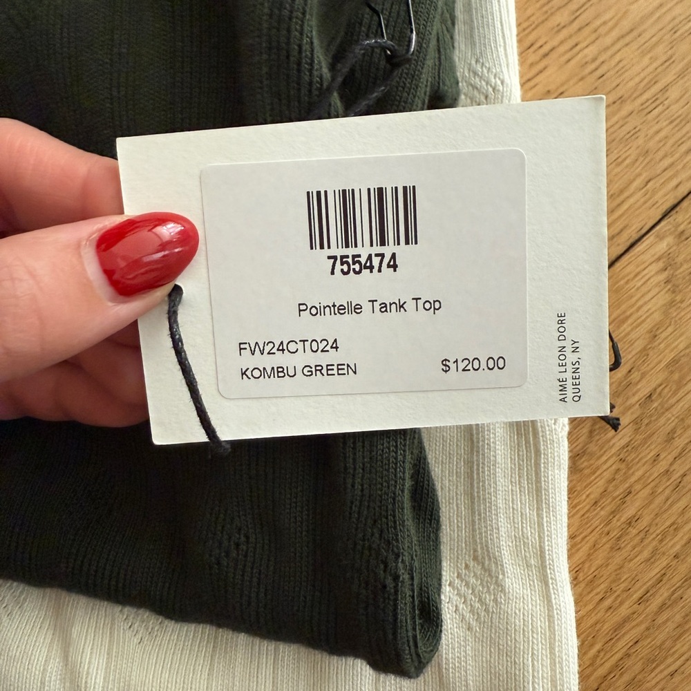 Aime Leon Dore Pointelle Tank Top- Kombu Greeen - NEW WITH TAGS - Picture 4 of 4